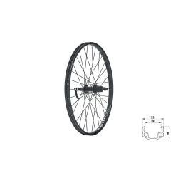 Koło tylne KLS WASPER CASSETTE V-brake R, 24", black
