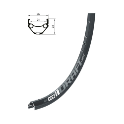 Obręcz KLS DRAFT DSC, 32H, 1 Nit, AV, 26" black