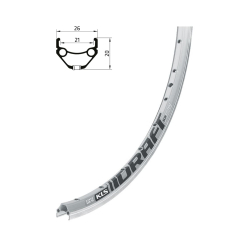 Obręcz KLS DRAFT szlifowana, 32H, 1 Nit, AV, 28"/29" silver