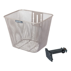 Kosz na kierownicę BASIL BILBAO FM, FIXED MOUNTED (ze wspornikiem 70183), mocowanie stałe, nude metallic (NEW)