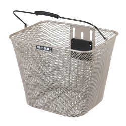 Kosz na kierownicę BASIL BILBAO KF, KF System (bez uchwytu), mocowanie przenośne, stalowy nude metallic (NEW)