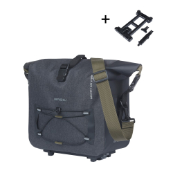 Torba na bagażnik BASIL NAVIGATOR STORM, MIK z adapterem do mocowania (ready to go), 13L, Wodoodporna, Czarna (NEW)
