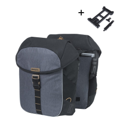 Sakwa podwójna BASIL MILES DOUBLE PANNIER BAG MIK 34L, MIK System (ready to go), 100% wodoodporna, black slate (NEW)