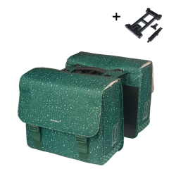 Sakwa podwójna BASIL FLAIR DOUBLE BICYCLE BAG MIK, MIK z adapterem do mocowania (ready to go), 35L, Wodoodporna, Green (