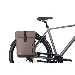 Sakwa podwójna BASIL MOVE DOUBLE BICYCLE BAG, UNIVERSAL BRIDGE, 30L, Wodoodporna, Brown (NEW)