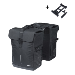 Sakwa podwójna BASIL MOVE DOUBLE BICYCLE BAG, MIK z adapterem do mocowania (ready to go), 30L, Wodoodporna, Black (NEW)