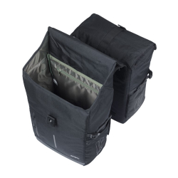Sakwa podwójna BASIL MOVE DOUBLE BICYCLE BAG, MIK z adapterem do mocowania (ready to go), 30L, Wodoodporna, Black (NEW)