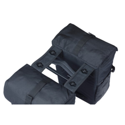 Sakwa podwójna BASIL MOVE DOUBLE BICYCLE BAG, MIK z adapterem do mocowania (ready to go), 30L, Wodoodporna, Black (NEW)