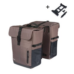 Sakwa podwójna BASIL MOVE DOUBLE BICYCLE BAG, MIK z adapterem do mocowania (ready to go), 30L, Wodoodporna, Brown (NEW)