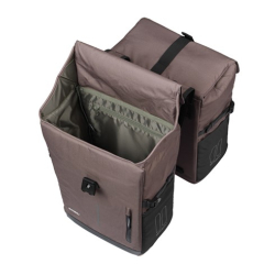 Sakwa podwójna BASIL MOVE DOUBLE BICYCLE BAG, MIK z adapterem do mocowania (ready to go), 30L, Wodoodporna, Brown (NEW)