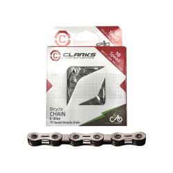 Łańcuch rowerowy e-bike CLARKS C10E, 10-rzędowy Niklowany, 138 ogniw + Spinka, Do rowerów elektrycznych (NEW)