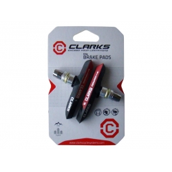 Klocki hamulcowe CLARK'S CPS958 MTB (V-brake, Warunki Suche i Mokre) 70mm czerwono-czarne