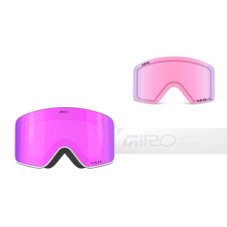 Gogle zimowe GIRO METHOD WHITE STACKED (Szyba lustrzana kolorowa VIVID-Carl Zeiss PINK 19-42% S2 + Szyba lustrzana kolor