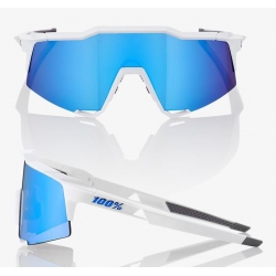 Okulary 100% SPEEDCRAFT Matte White - HiPER Blue Multilayer Mirror Lens (Szkła Niebieskie Lustrzane Wielowarstwowe, LT 15% + Szkła Przeźroczyste, LT 9