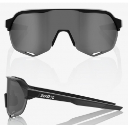 Okulary 100% S2 Soft Tact Black - Smoke Lens (Szkła Czarne Smoke, LT 12% + Szkła Przeźroczyste, LT 93%) (NEW)