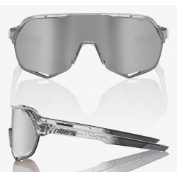 Okulary 100% S2 Polished Translucent Grey - HiPER Silver Mirror Lens (Szkła Srebrne Lustrzane, LT 14% + Szkła Przeźroczyste, LT 93%)