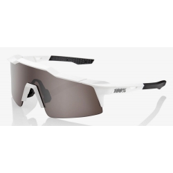 Okulary 100% SPEEDCRAFT SL Matte White - HiPER Silver Mirror Lens (Szkła Srebrne Lustrzane, LT 14% + Szkła Przeźroczyste