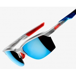 Okulary 100% SPORTCOUPE Matte White / Geo Pattern - HiPER Blue Multilayer Mirror Lens (Szkła Niebieskie Lustrzane Wielowarstwowe, LT 12% + Szkła Przeź