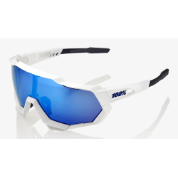 Okulary 100% SPEEDTRAP Matte White - HiPER Blue Multilayer Mirror Lens (Szkła Niebieskie Lustrzane Wielowarstwowe LT 13%