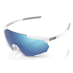 Okulary 100% RACETRAP Matte White - HiPER Blue Multilayer Mirror Lens (Szkła Niebieskie Lustrzane Wielowarstwowe, LT 15%